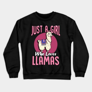 Cute Just A Girl Who Loves Llamas Cute Fluffy Lama Crewneck Sweatshirt